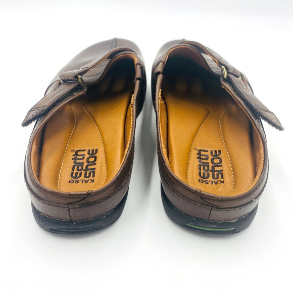KALSO EARTH SHOE Fawn Mahogany clog style mules Women's 6B Brown Leather Slip-on - Picture 7 of 11